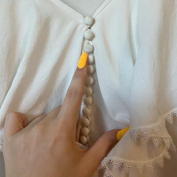 Yigal Azrouel 100% Silk Ruffle Lace White Blouse Size 6 - Picture 12 of 12